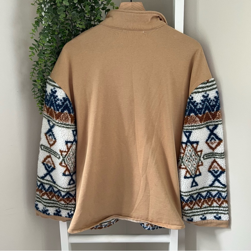 Aztec Western Cowgirl Tribal Boho oversized Shacket jacket tan women’s medium - Picture 4 of 10
